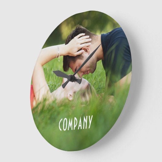 Personalized Photo, Company Name ラージ壁時計 (傾斜)
