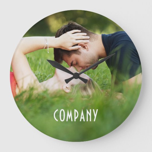 Personalized Photo, Company Name ラージ壁時計 (正面)