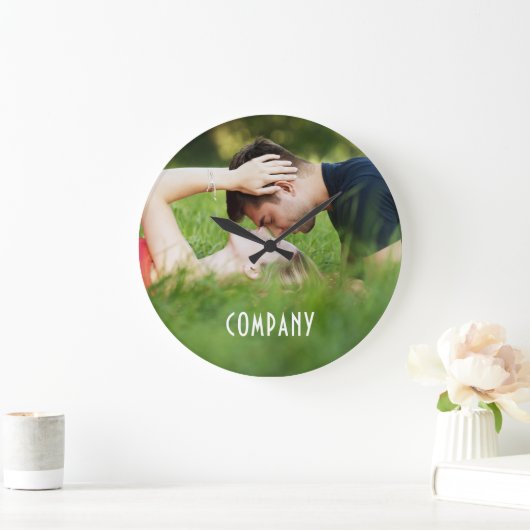 Personalized Photo, Company Name ラージ壁時計 (ホーム)