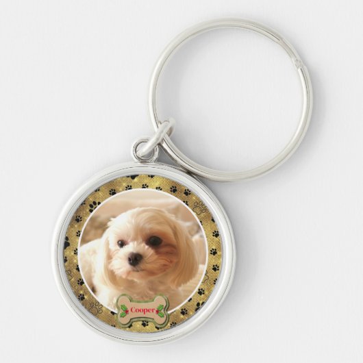 Personalized Photo Dog - Paw Print Design キーホルダー (正面)