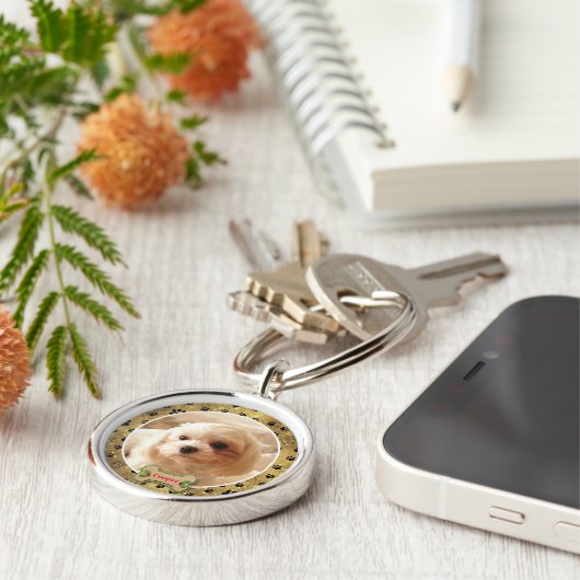 Personalized Photo Dog - Paw Print Design キーホルダー (側面)