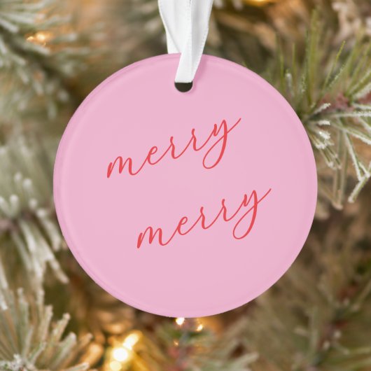 Personalized Photo Elegant Script Pink Christmas オーナメント (ツリー)