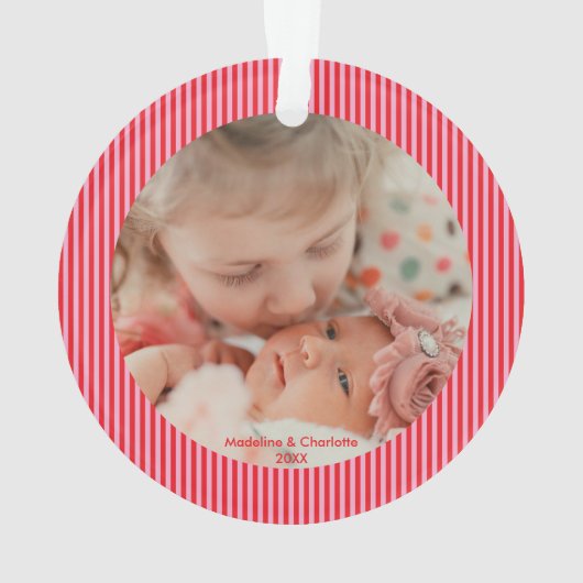 Personalized Photo Elegant Script Pink Christmas オーナメント (裏面)