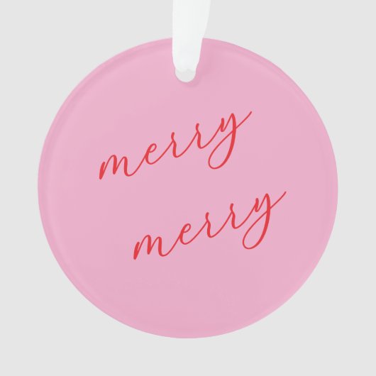 Personalized Photo Elegant Script Pink Christmas オーナメント (正面)