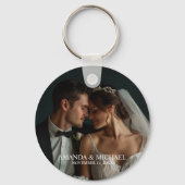 Personalized Photo Favor with Names & Wedding Date キーホルダー (裏面)