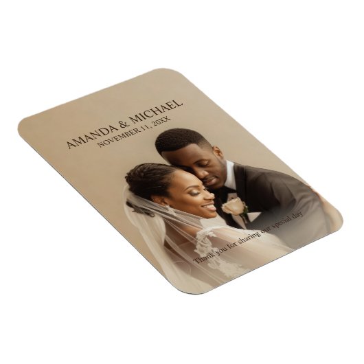 Personalized Photo Favor with Names & Wedding Date マグネット (右側)