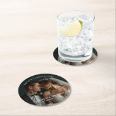 Personalized Photo Favor with Names & Wedding Date ラウンドペーパーコースター (インサイチュ)