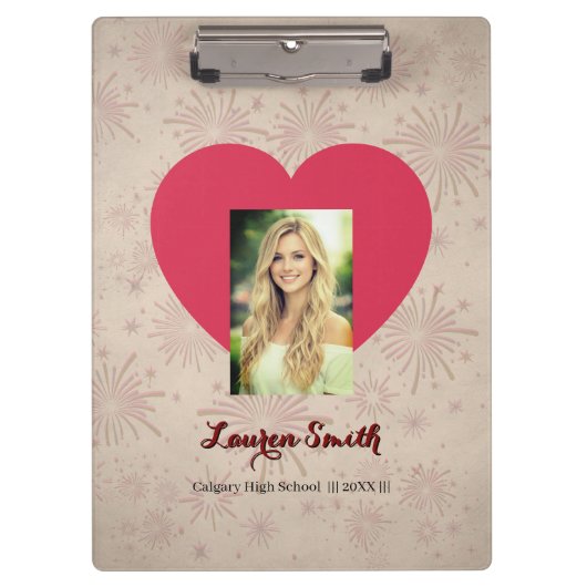 Personalized Photo Font Heart Clipboard  クリップボード (正面)