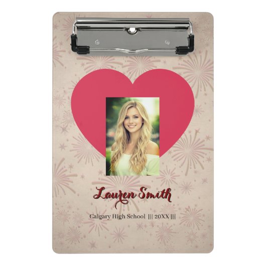Personalized Photo Font Heart Mini Clipboard ミニクリップボード (正面)