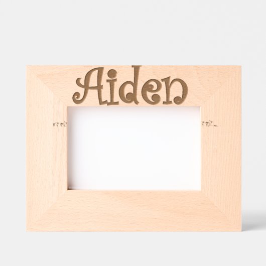 Personalized Photo frame Aiden trendy first name レーザー彫刻フレーム (正面)
