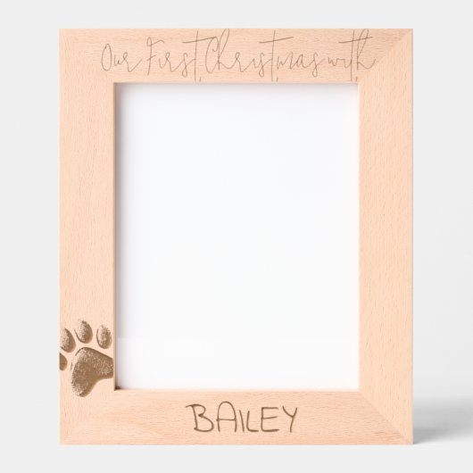 Personalized Photo Frame Dog 1st Christmas, 8x10" レーザー彫刻フレーム (正面)
