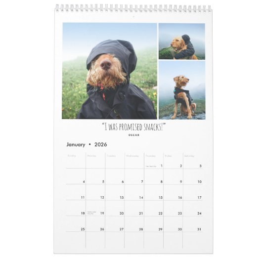 Personalized Photo Fun Family Quotes Modern カレンダー (1月 2026)