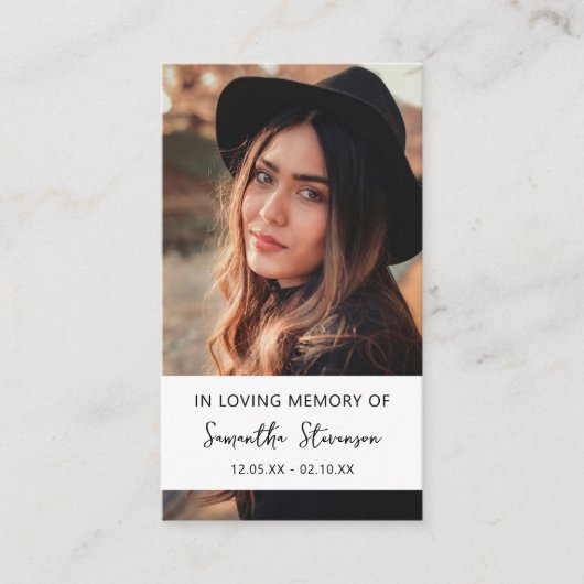 Personalized Photo Funeral Prayer 名刺 (正面)