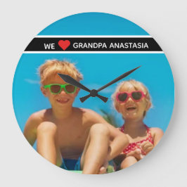 Personalized photo gift for Grandpa  from children ラージ壁時計
