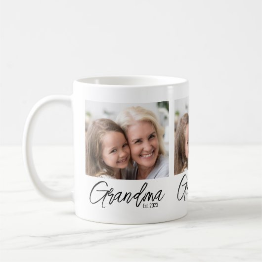 Personalized Photo Grandma Established Year コーヒーマグカップ (左)