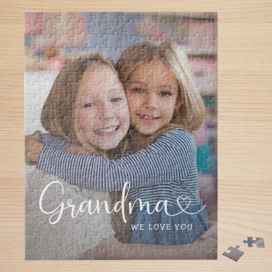 Personalized Photo Grandma We Love You Cute Heart  ジグソーパズル