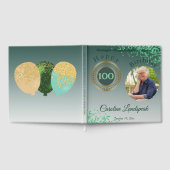 Personalized Photo Green Glitter, 100th Birthday ゲストブック (全面)