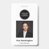 Personalized Photo ID Badge with Logo  Modern  バッジ (正面)