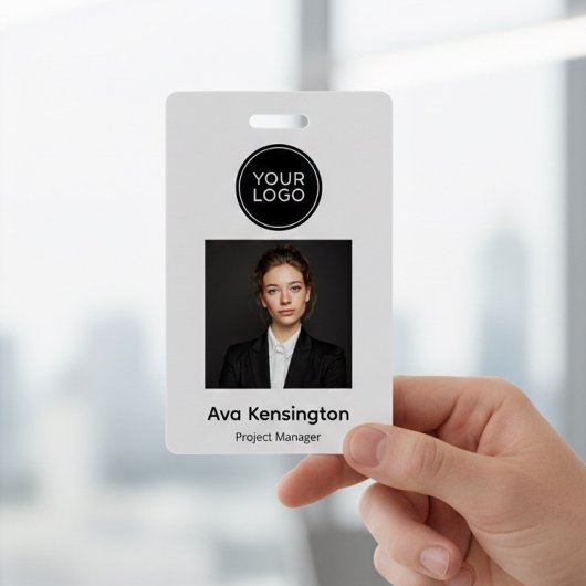 Personalized Photo ID Badge with Logo  Modern  バッジ