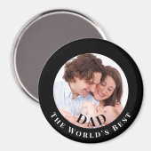 Personalized Photo in Black Circle Best Dad マグネット (正面/裏面)