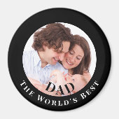 Personalized Photo in Black Circle Best Dad マグネット (正面)