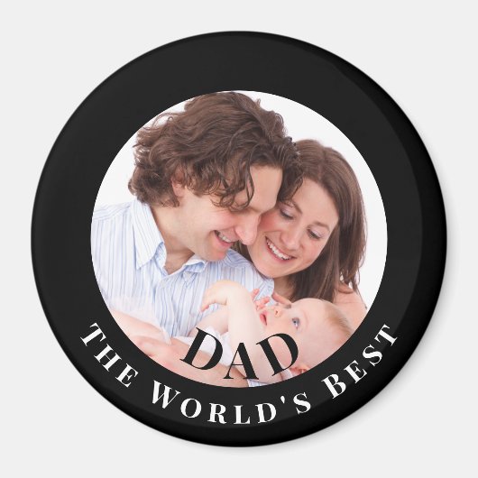 Personalized Photo in Black Circle Best Dad マグネット (正面)