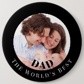 Personalized Photo in Black Circle Best Dad 缶バッジ (正面)