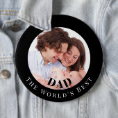 Personalized Photo in Black Circle Best Dad 缶バッジ (インサイチュ)
