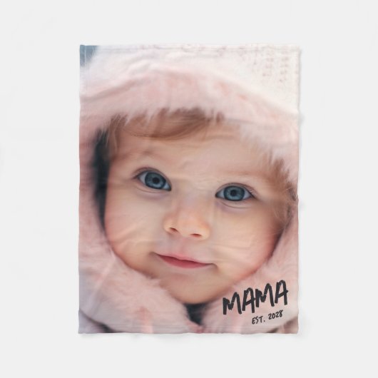 Personalized Photo Keepsake Mama フリースブランケット (正面)