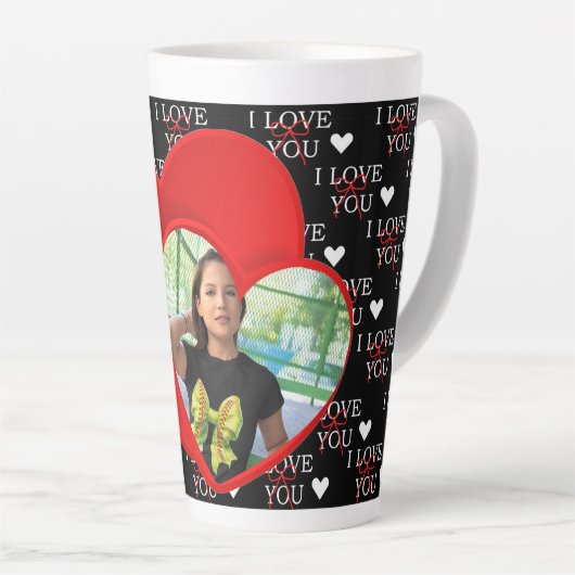 Personalized Photo Love you  カフェラテマグ (右アングル)