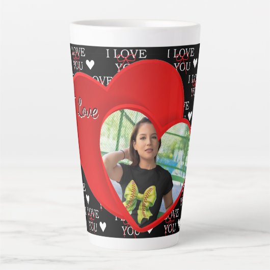 Personalized Photo Love you  カフェラテマグ (正面)