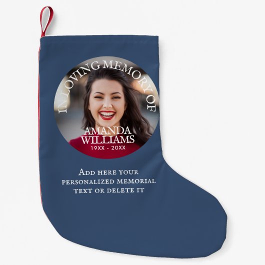 Personalized Photo Memorial スモールクリスマスストッキング (正面)