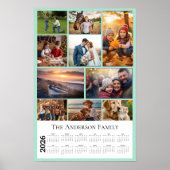 Personalized Photo memory collage 2026 calendar ポスター (正面)
