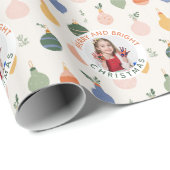 Personalized Photo Merry and Bright Christmas ラッピングペーパー (ロールコーナー)