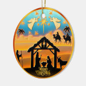 Personalized Photo "Merry Christmas" Nativity セラミックオーナメント (左)