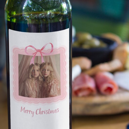 Personalized Photo Merry Christmas Wine Labels ワインラベル