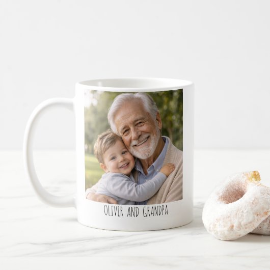 Personalized Photo Mug  – “Best Grandpa Ever” コーヒーマグカップ (ドーナツ)
