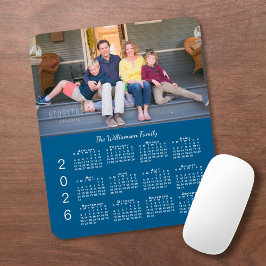 Personalized Photo Name Blue 2026 Calendar マウスパッド
