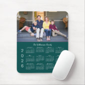 Personalized Photo Name Blue-Green 2026 Calendar マウスパッド (マウス)