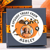 Personalized Photo Name Halloween Candy Treat ラウンドシール