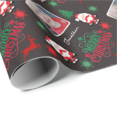 Personalized Photo Name Merry Christmas  ラッピングペーパー (ロールコーナー)