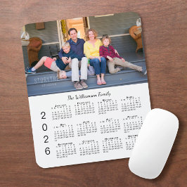 Personalized Photo Name White 2026 Calendar マウスパッド