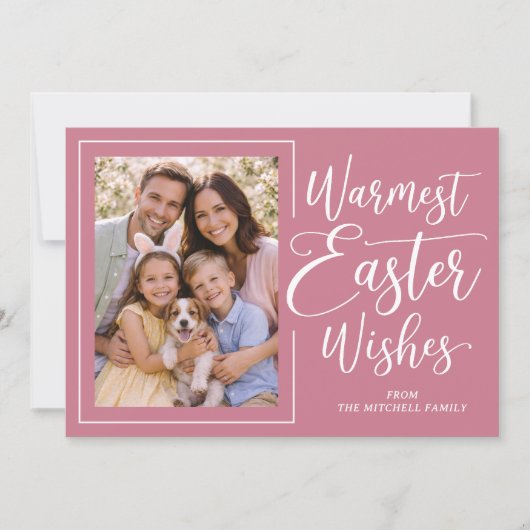 Personalized Photo Pink On Mauve Happy Easter シーズンカード (正面)