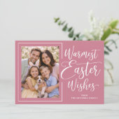 Personalized Photo Pink On Mauve Happy Easter シーズンカード (スタンド正面)
