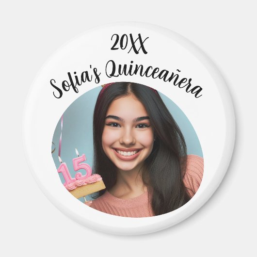 Personalized Photo Quinceañera Birthday Keepsake マグネット (正面)