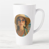 Personalized Photo Retro Bahamas Tropical Beach    カフェラテマグ (右)