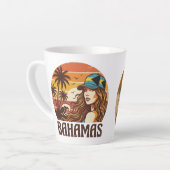 Personalized Photo Retro Bahamas Tropical Beach    カフェラテマグ (左アングル)