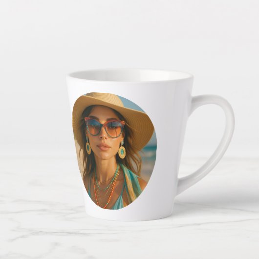 Personalized Photo Retro Bahamas Tropical Beach    カフェラテマグ (右)