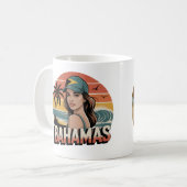 Personalized Photo Retro Bahamas Tropical Beach コーヒーマグカップ (正面左)