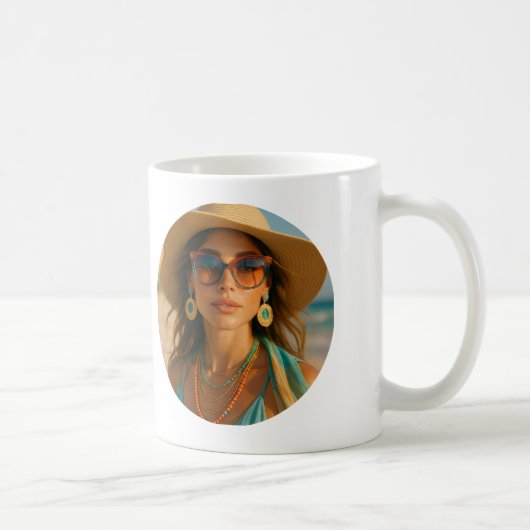 Personalized Photo Retro Bahamas Tropical Beach コーヒーマグカップ (右)